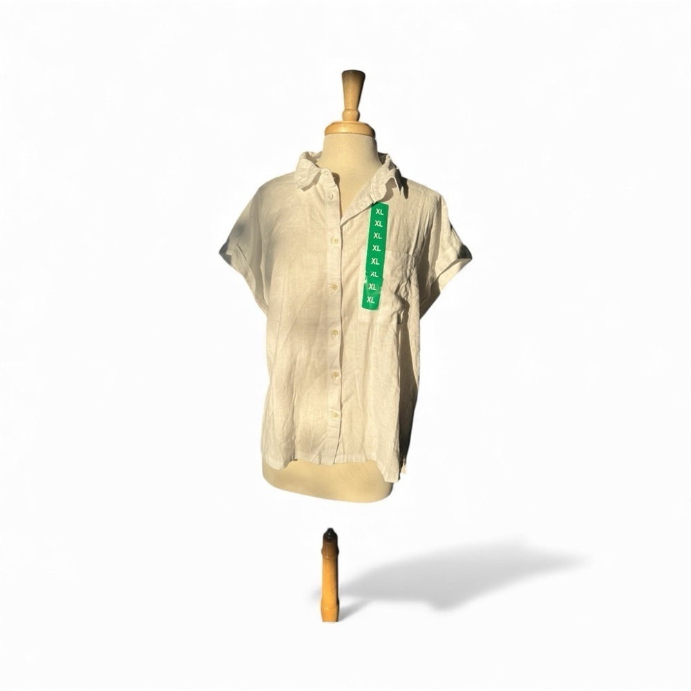 Orvis White Linen Short Sleeve Shirt XL